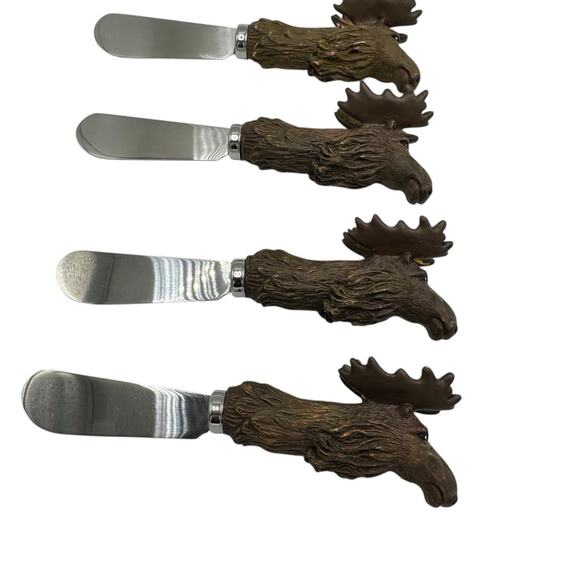 Vintage 1999 Moose Head FolkCraft 4-Piece Cheese Spreader Set - Picture 1 of 7